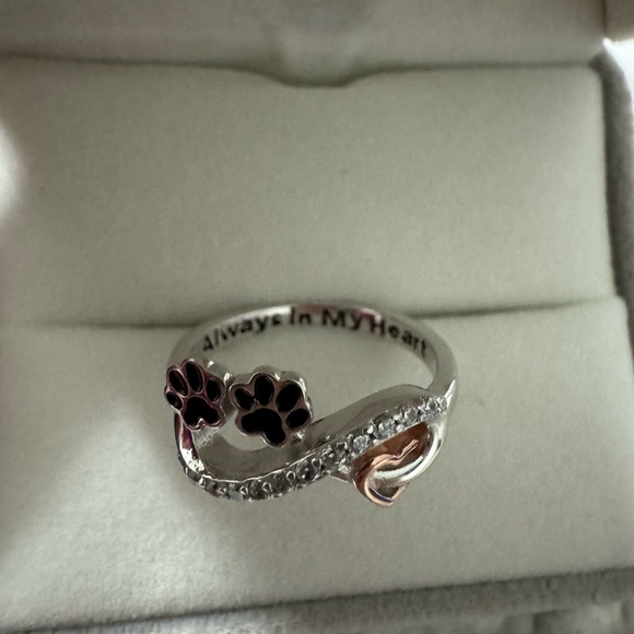 18k diamond pet paw memorial love ring forever in my heart - Picture 7 of 10